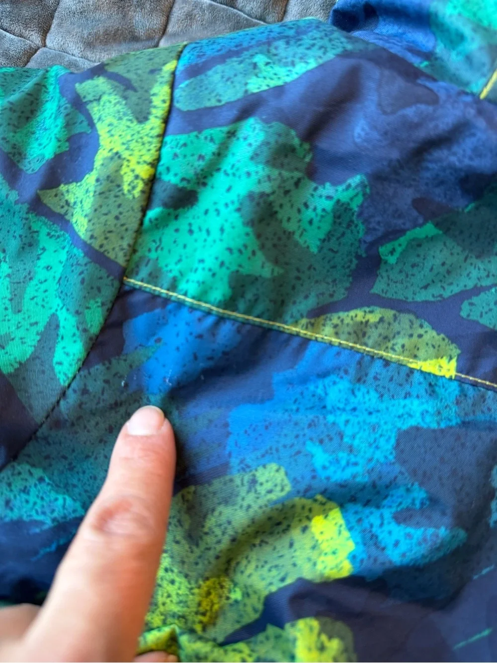 Columbia Blue, Teal & Neon Yellow Camo Hooded Jacket
